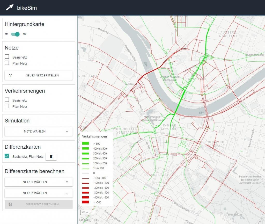 Verkehrsmengen auf einer Karte dargestellt Radverkehrsplanung
